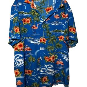 Tropical Blue Floral Men's Casual Button Down Shirt